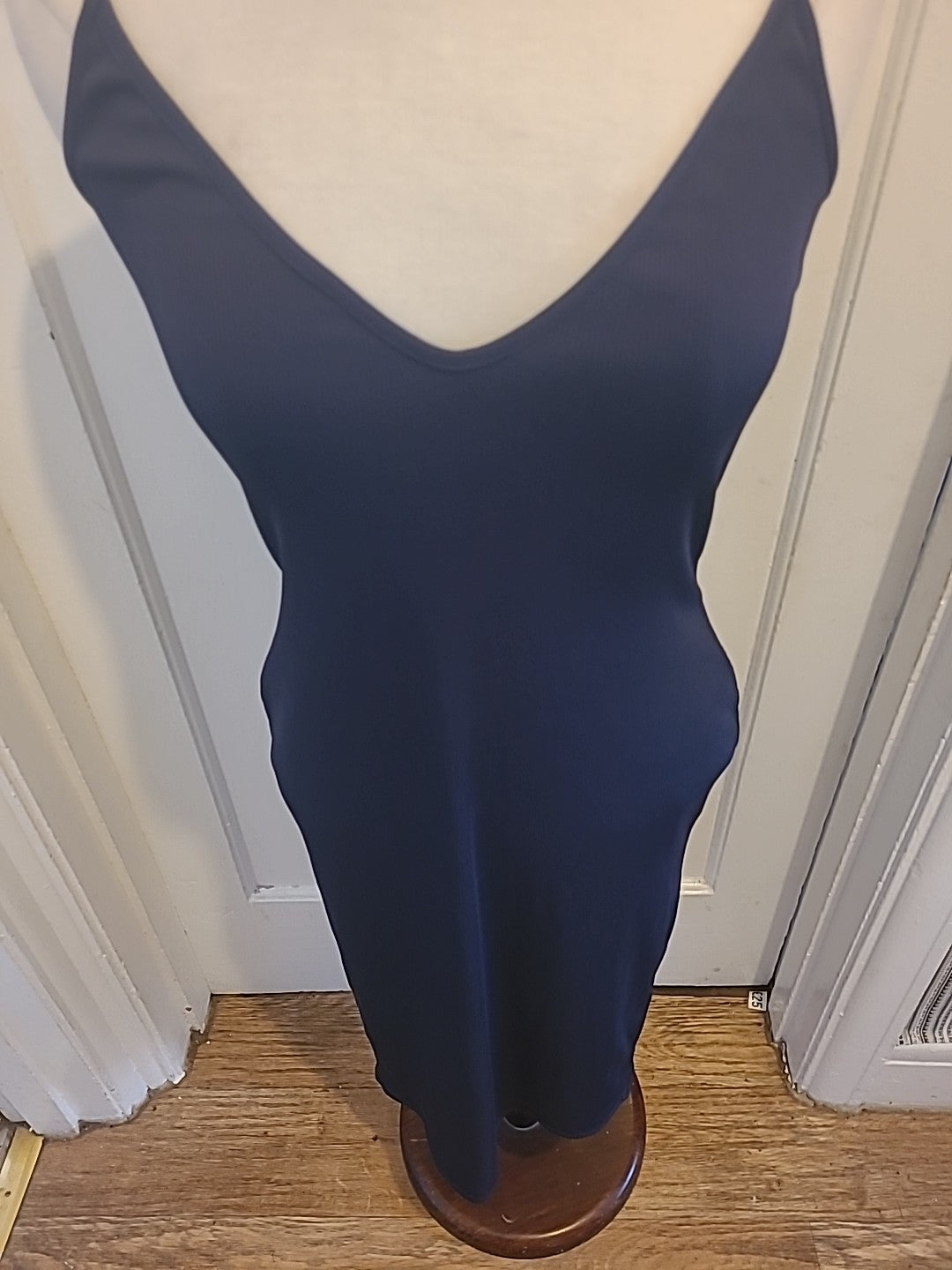 Ladies Prettylittlething Size 10 Navy Ribbed Sleeveless Pencil Dress