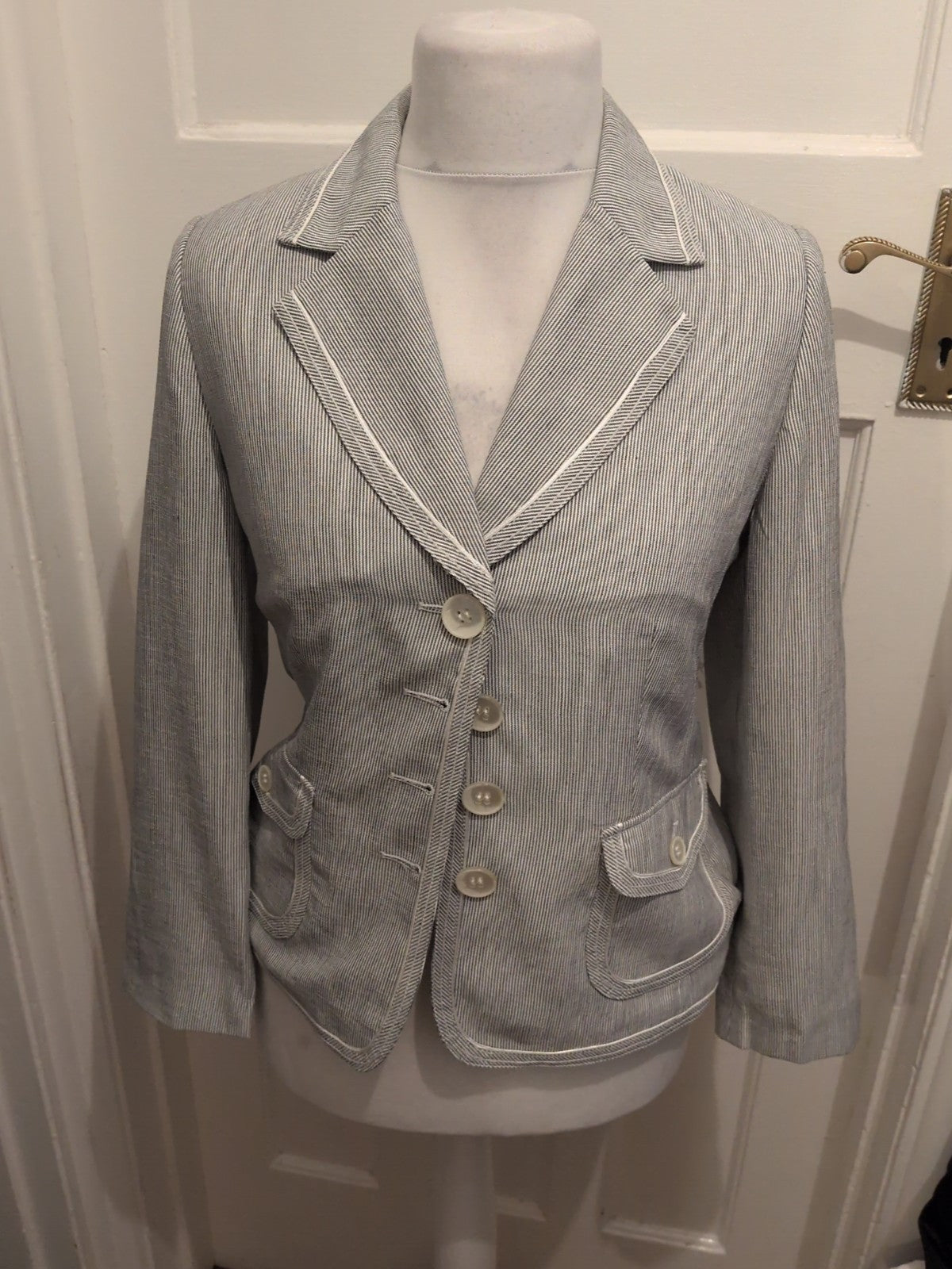 Gerry Weber 12 Navy White Striped Blazer