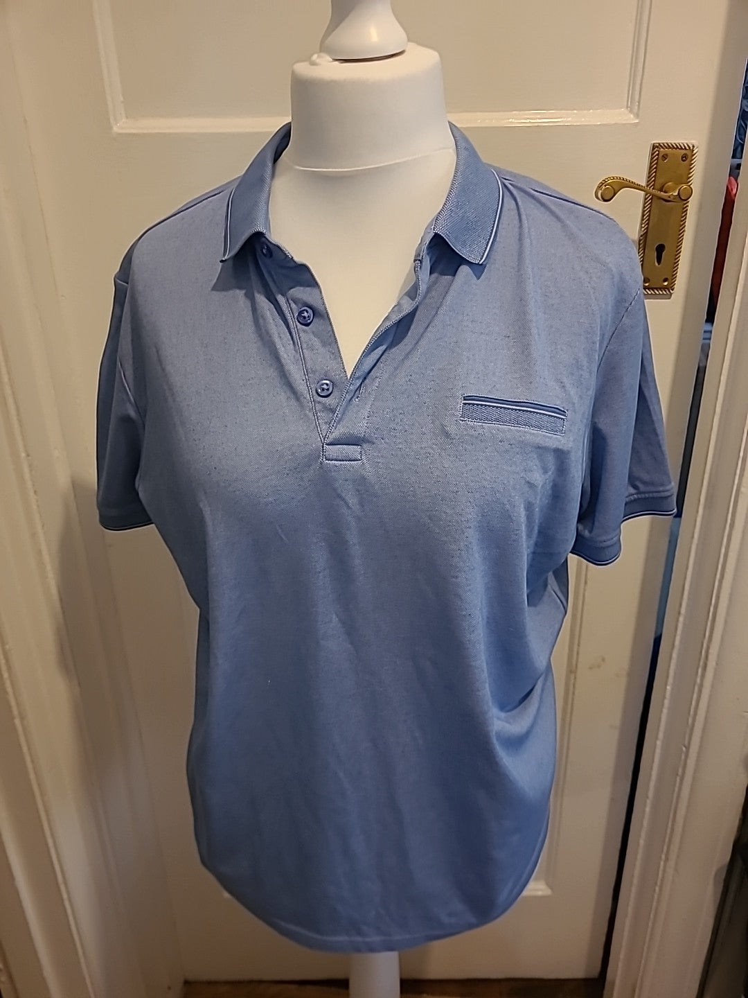 Mens Tu Size Large Blue Short Sleeved Polo