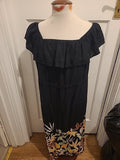 Ladies George Size 14 Black With Multi Floral Hem Sleeveless Dress