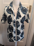 Easy Large Navy Teal White Short Sleeve Shirt