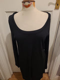 Ladies Asos Size 18 Black Ribbed Long Sleeved Pencil Dress