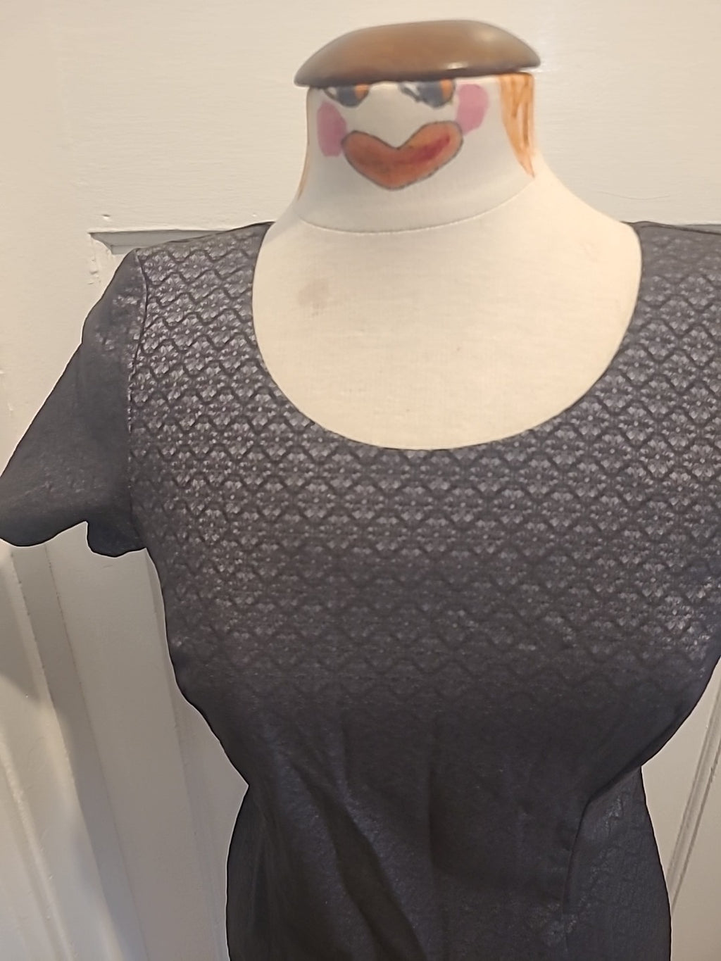 Ladies Paraphrase Size 12 Grey Detailed Short Sleeved Back Buttoned Blouse