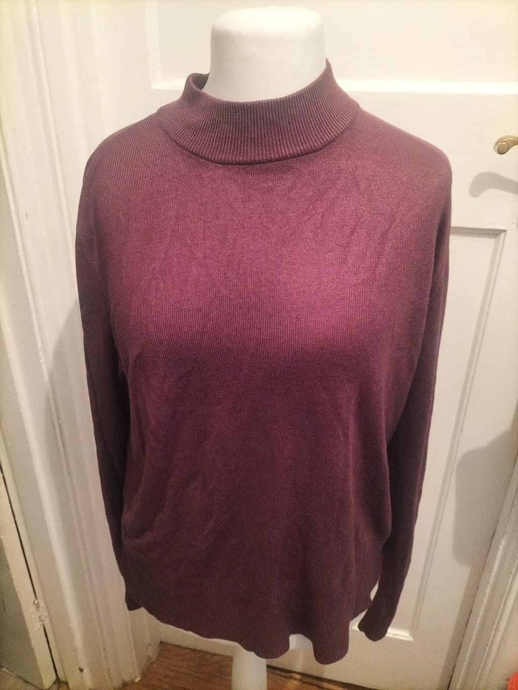 Papaya 22 Purple Ribbed Long Sleeve Blouse