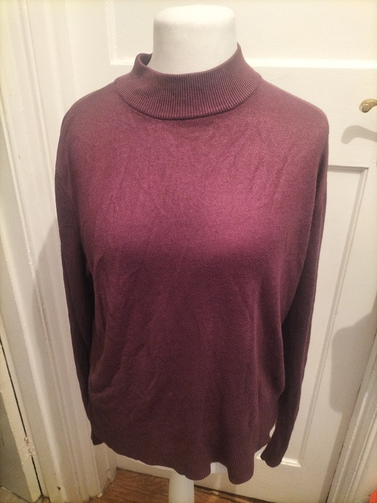 Papaya 22 Purple Ribbed Long Sleeve Blouse