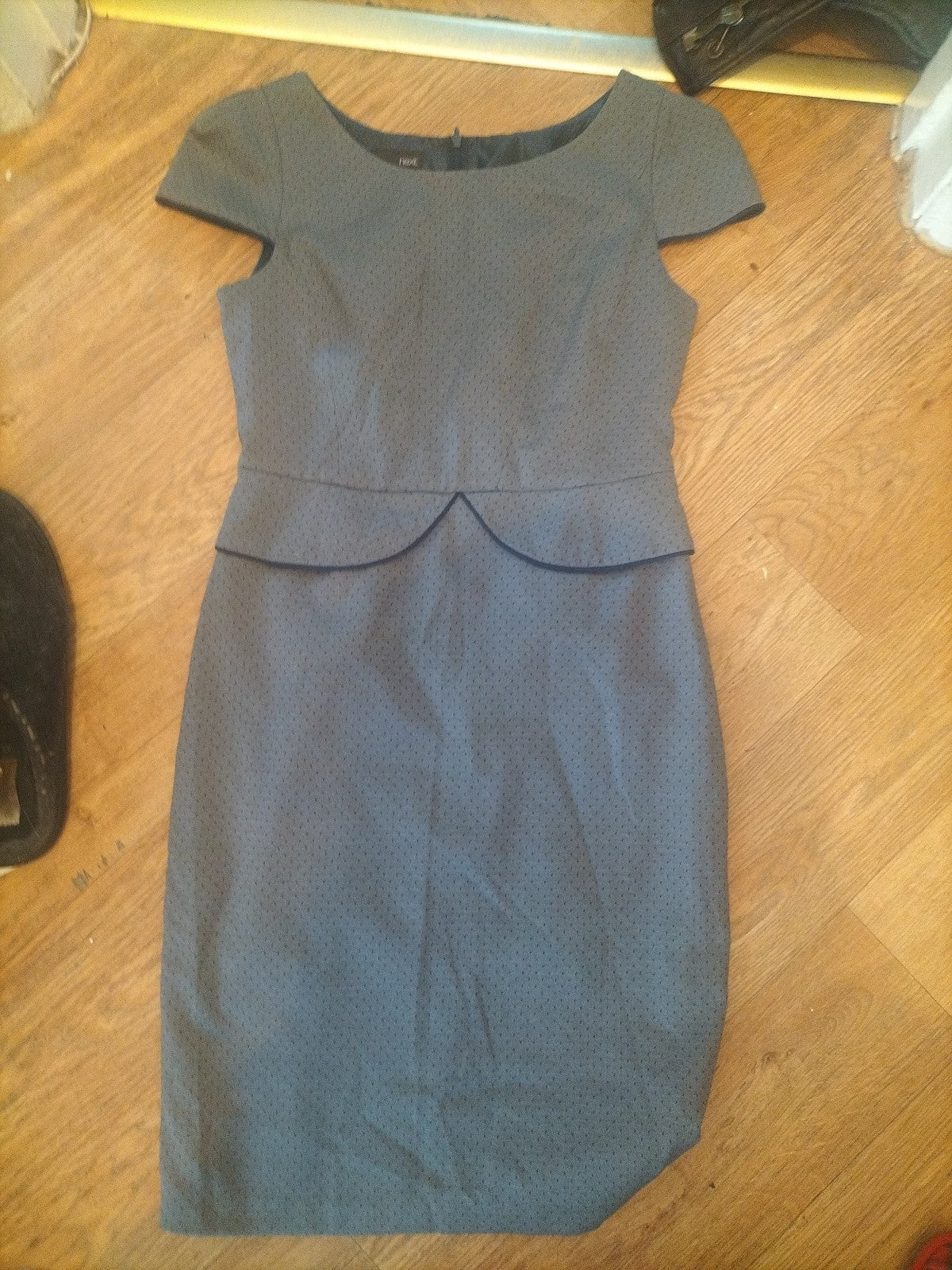 Ladies Next Size 10 Grey And Navy Dot Lined Sleeveless Dress