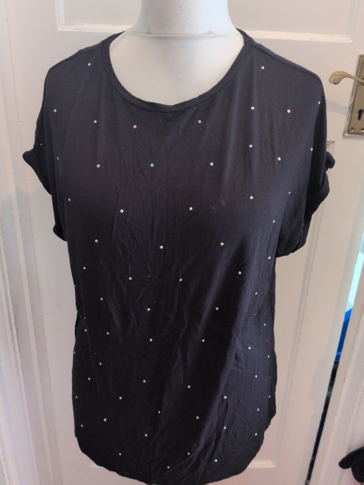 Tu 14 Relaxed Fit Black With Diamante Short Sleeve T-shirt