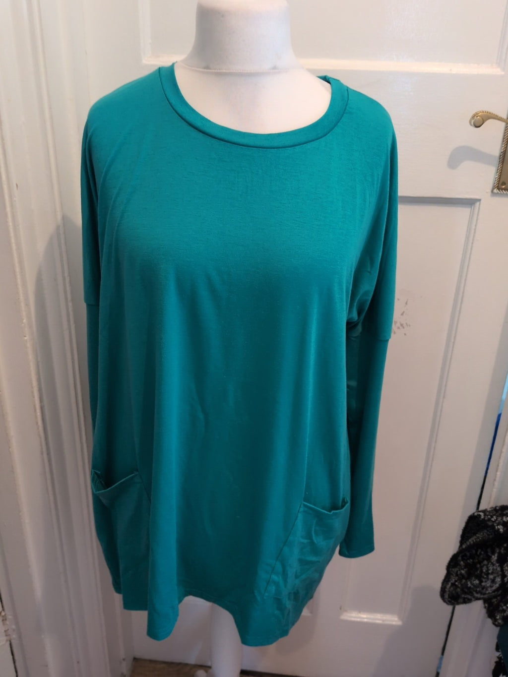 4XL Turquoise Long Sleeve Blouse