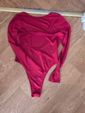 Shein Large Red Scoop Neck Long Sleeve Bodysuit