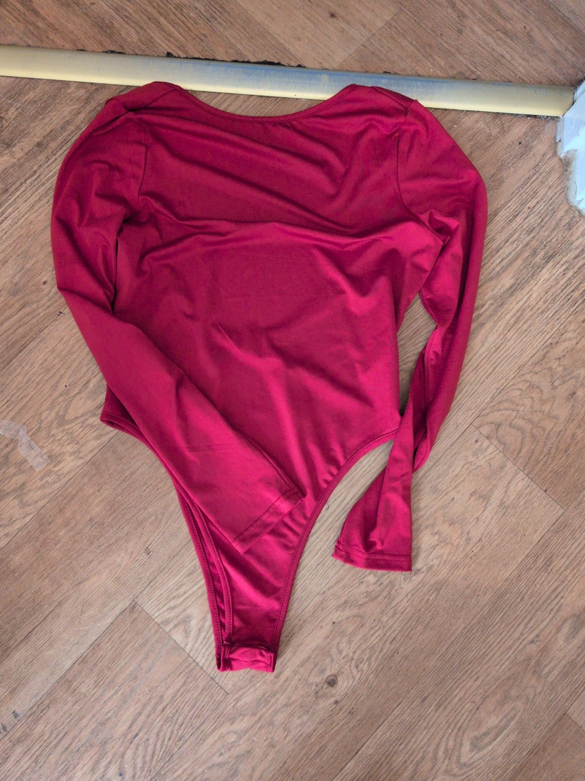 Shein Large Red Scoop Neck Long Sleeve Bodysuit