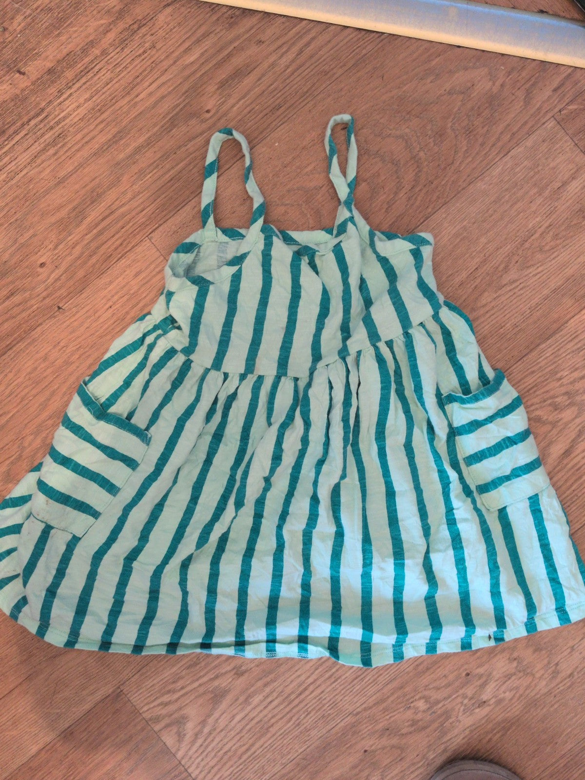 George 2-3 Years Green Stripe Sleeveless Dress
