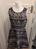 Mela Loves London 14 Brown And Black Aztec Style Floral Lined Sleeveless Dress