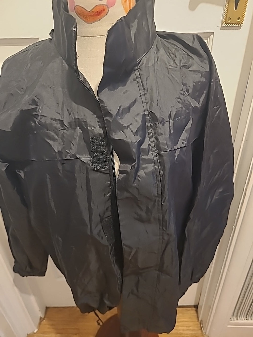 Ladies Denim&Co Size 12 Black Zipped Raincoat