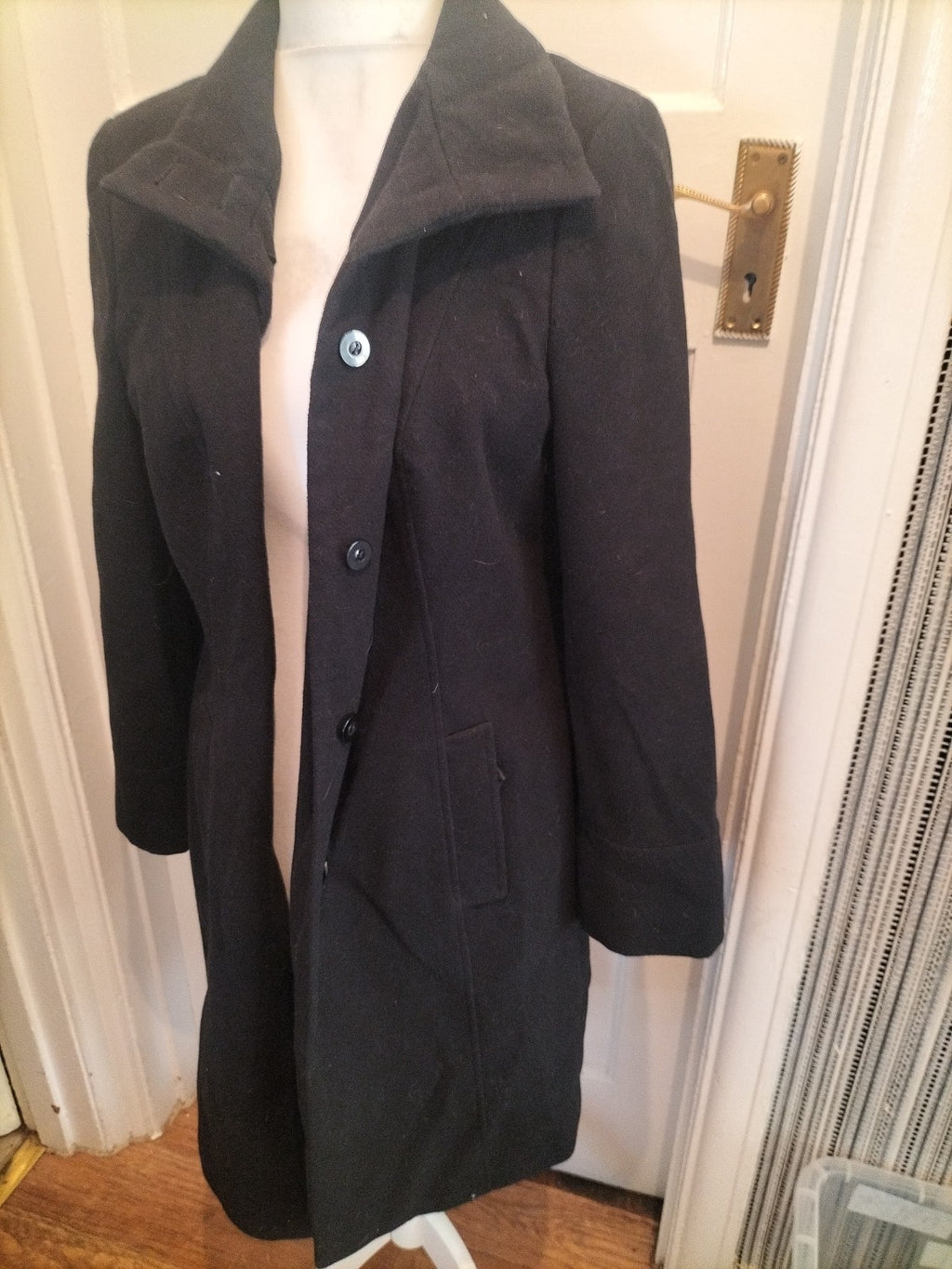 Ladies Debenhams Size 16 Black Lined Longline Coat