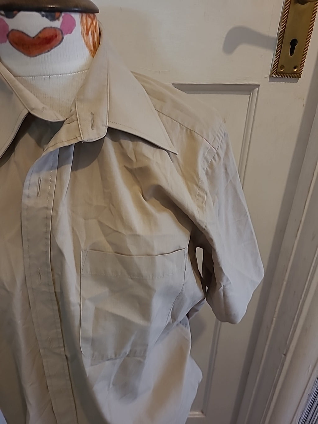 Mens George Size 16" Beige Short Sleeved Shirt
