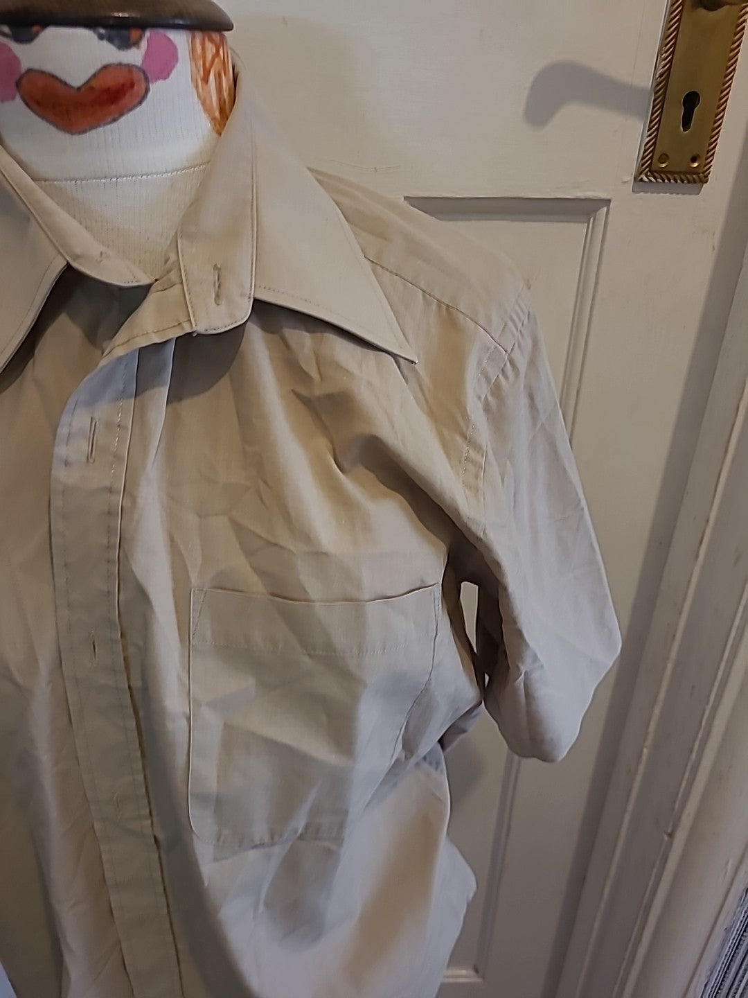 Mens George Size 16" Beige Short Sleeved Shirt