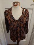 Ladies Oasis Size Small Brown/Black Long Sleeved Blouse