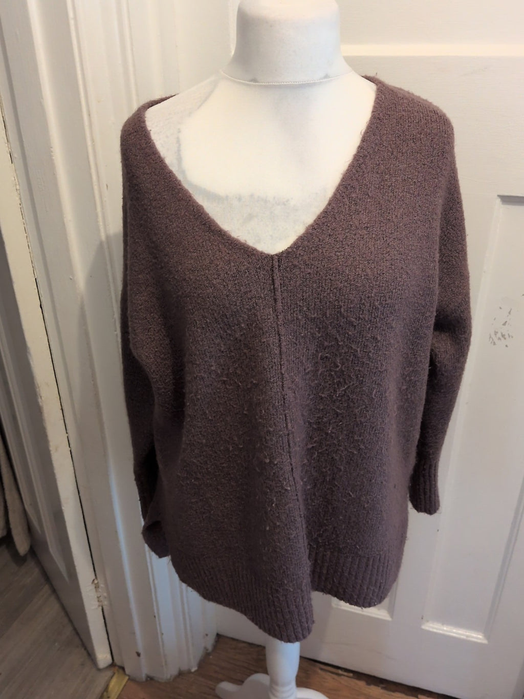 George 12-14 Dark Purple V Neck Jumper
