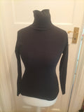 Ladies Debenhams Size 10 Black High Neck Long Sleeved Top