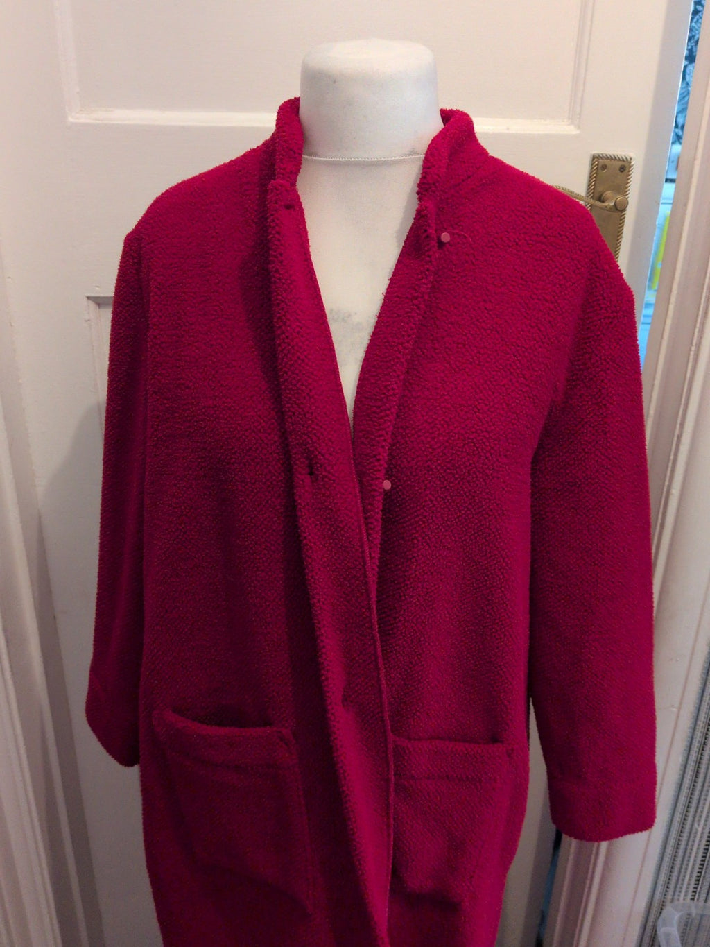 Marks And Spencer 16-18 Red Long Sleeve Buttoned Robe
