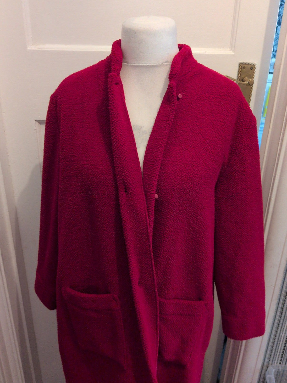 Marks And Spencer 16-18 Red Long Sleeve Buttoned Robe