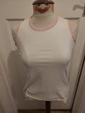 Ladies Giani Feroti Size Small White With Pink Trim Sleeveless Vest Tank Top