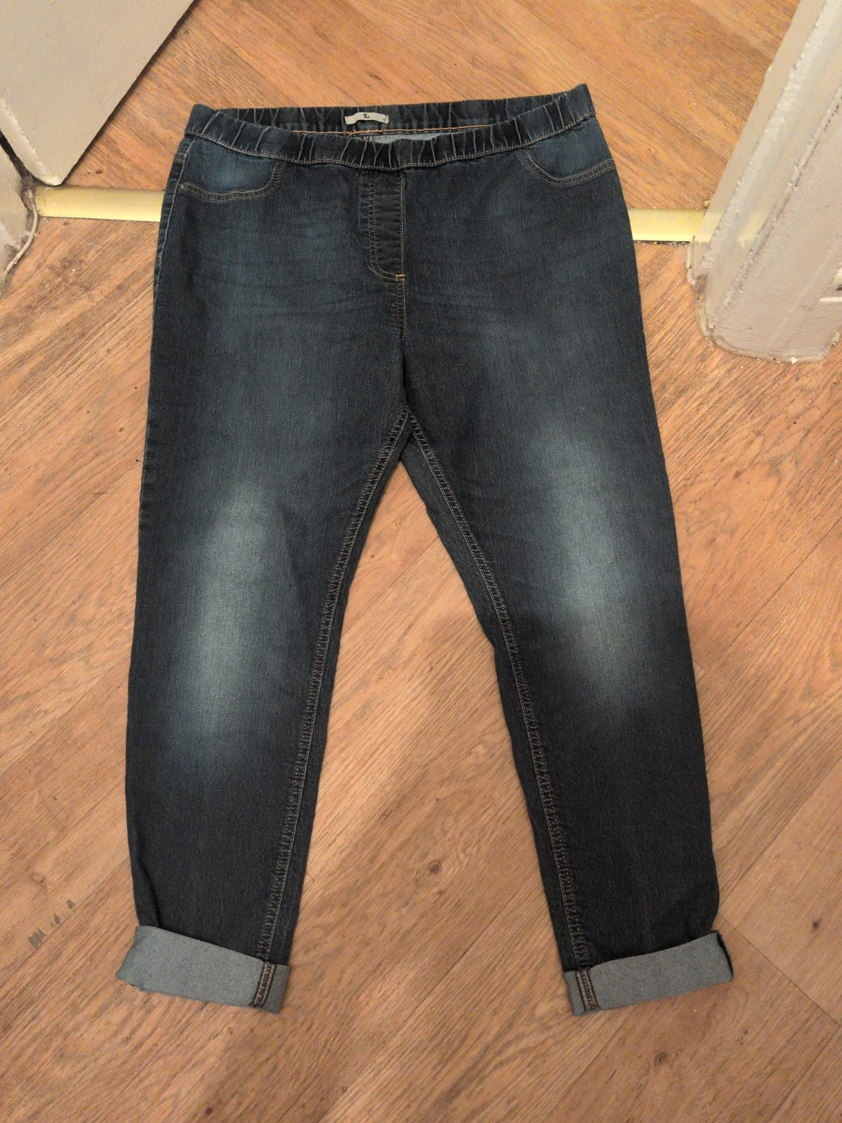 Ladies Tu Size 18 Blue Denim Elasticated Jeans