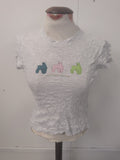 Ladies Primark Size XS Pale Grey Print Short Sleeve T-shirt