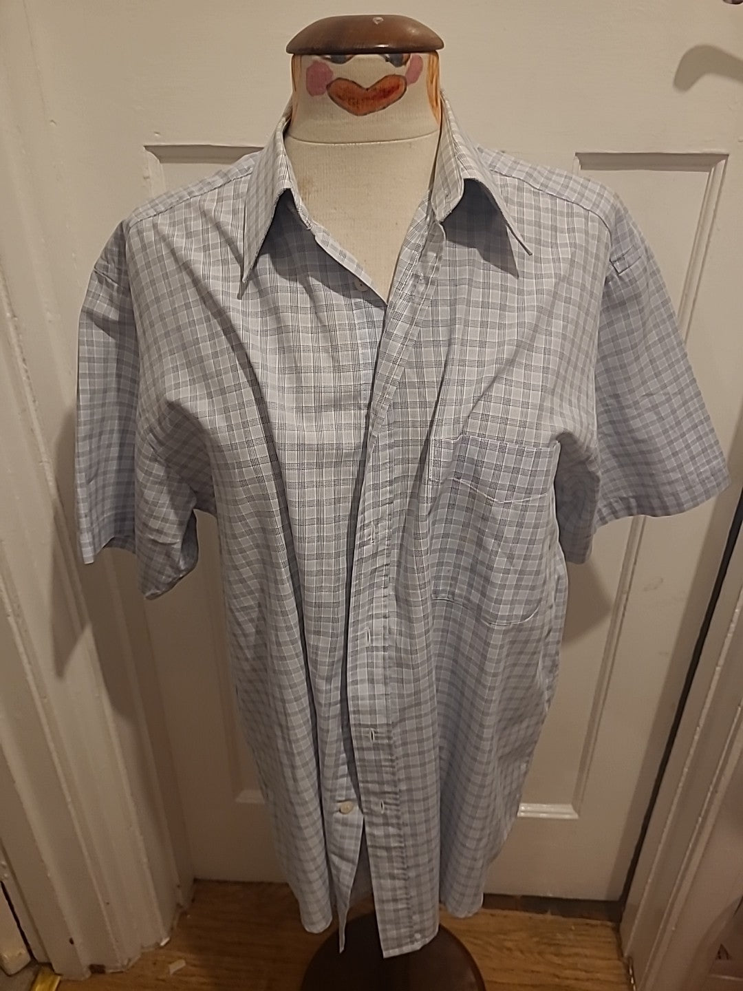 Mens Essentials Size 16" Collar Blue/Black Check Shirt