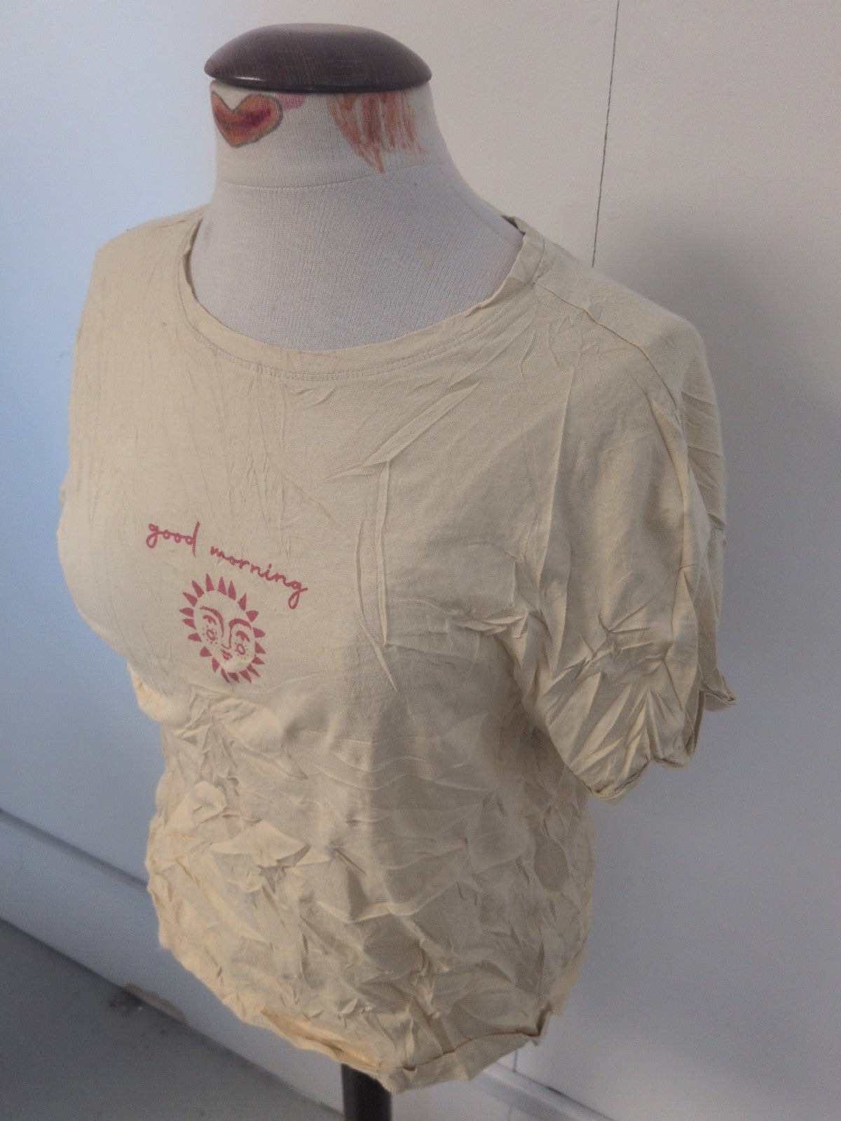 Ladies Marks And Spencer Size 14 Beige Good Morning Short Sleeve Pyjama Top