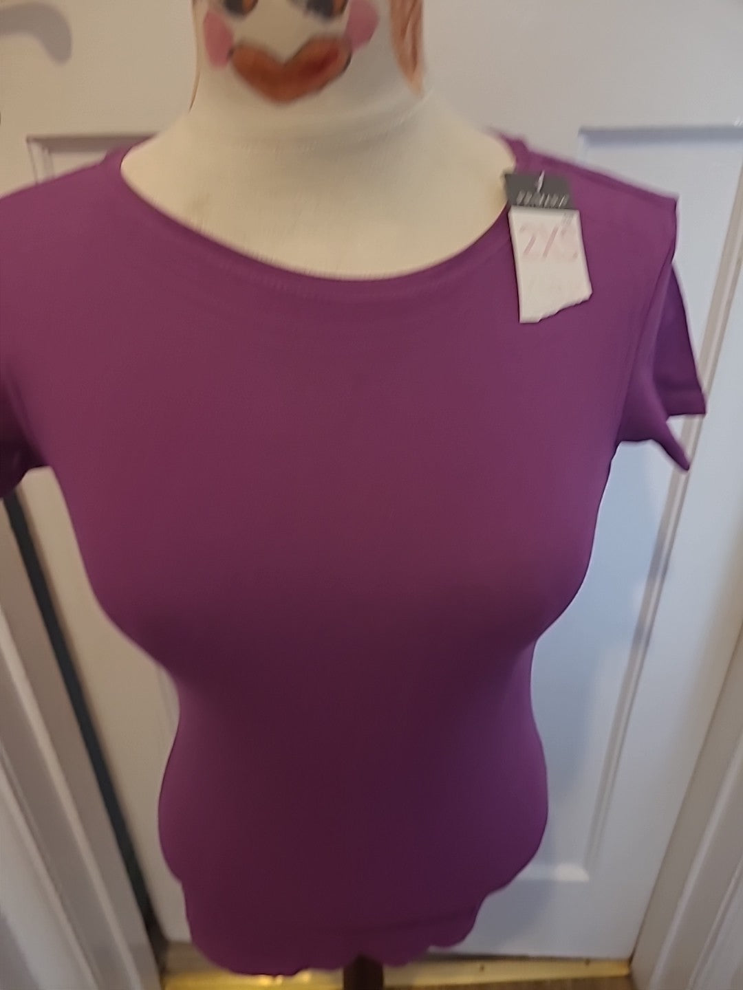 Brand New Ladies Primark Size 2XS Purple Stretch Crew Tshirt