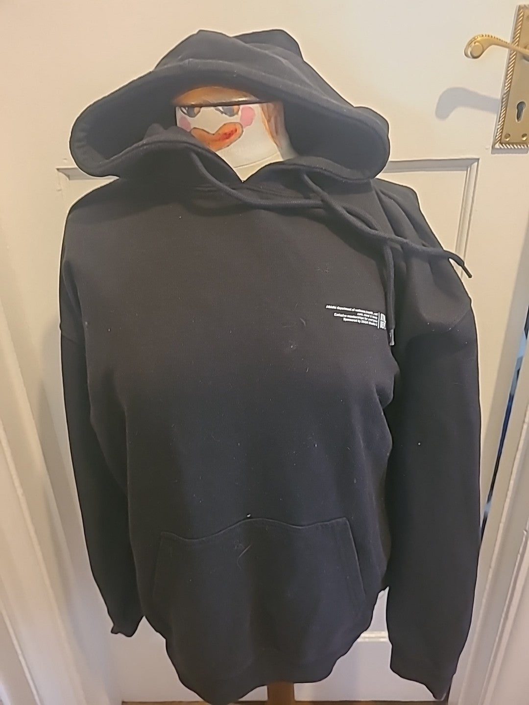 Mens Boohoo Size Medium Black Long Sleeved Printed Hoodie