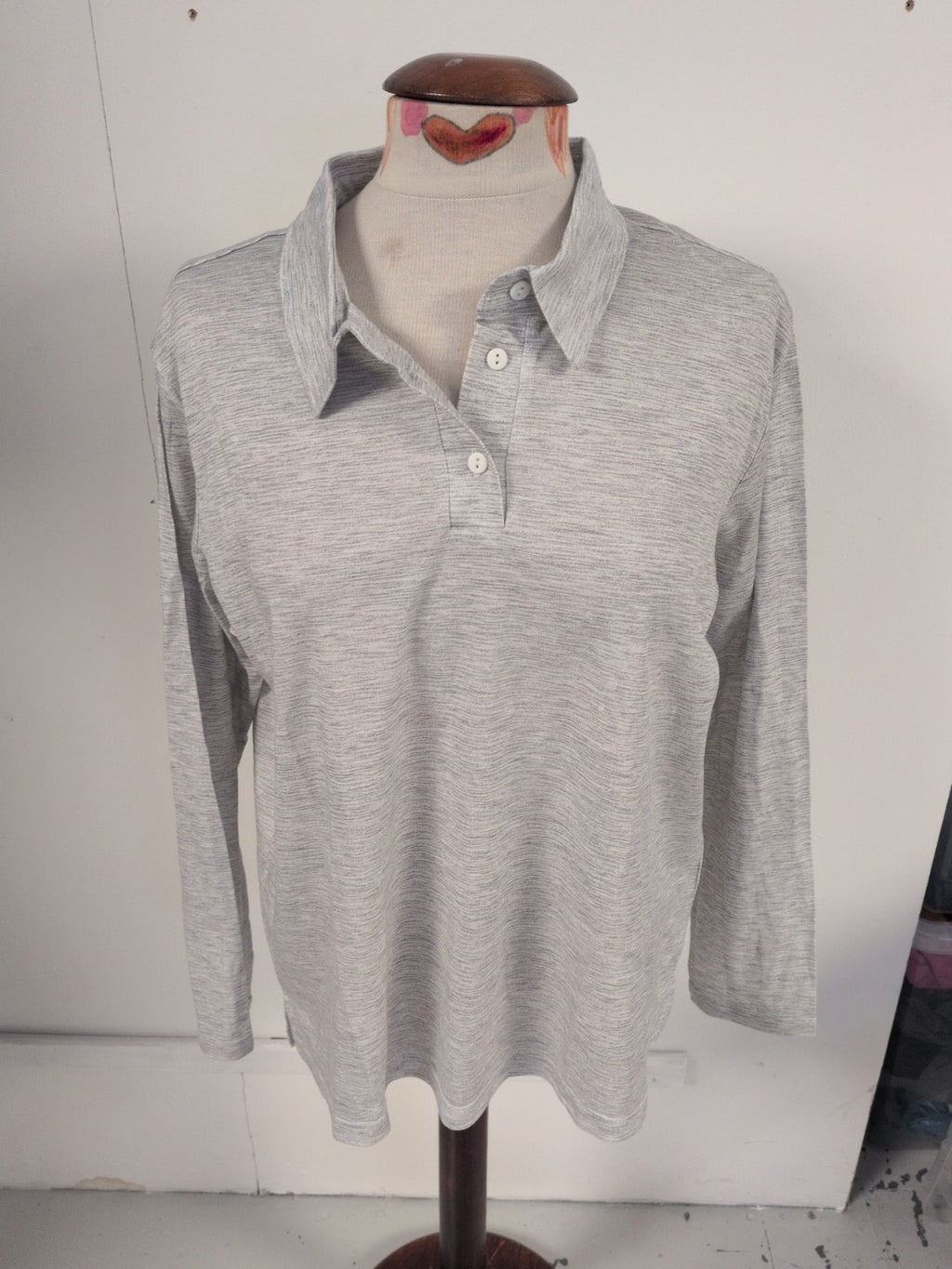 Country Collection Large Grey Long Sleeve Polo