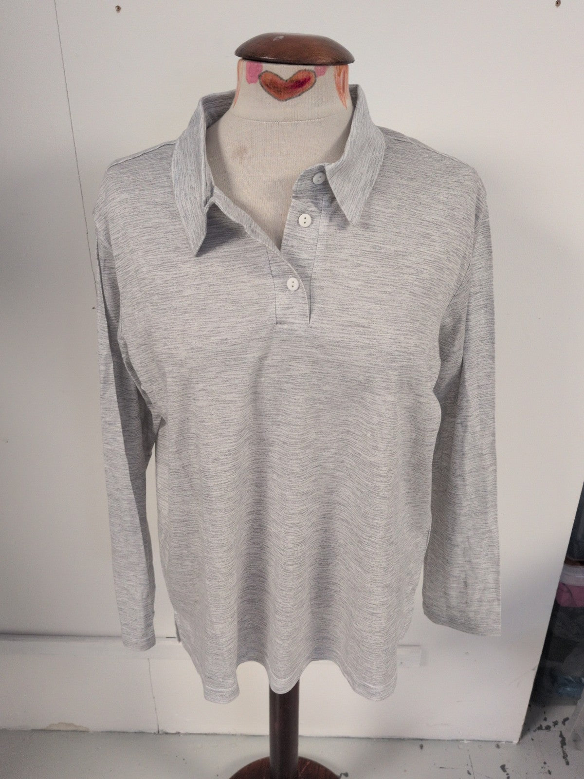 Country Collection Large Grey Long Sleeve Polo