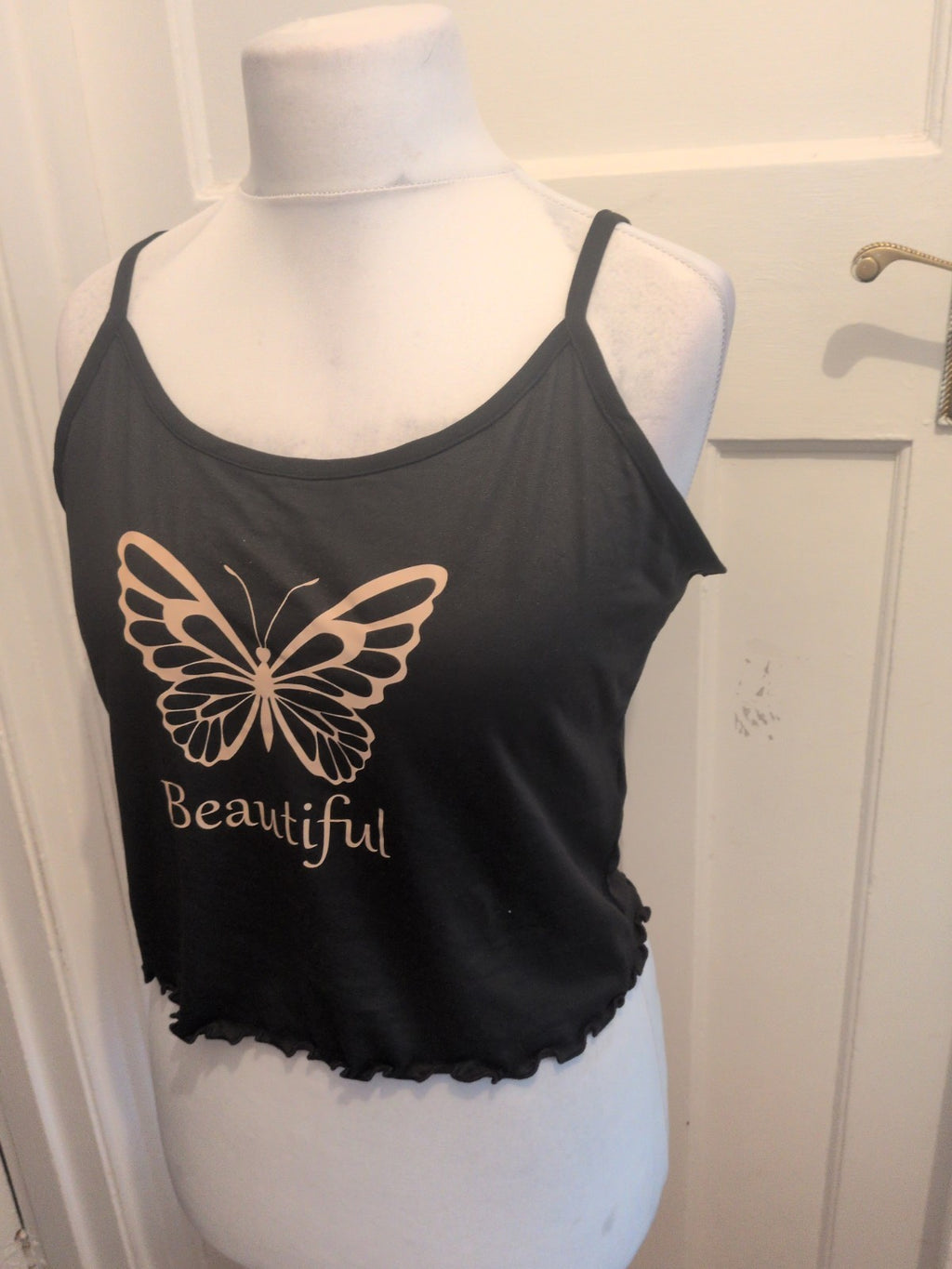 XXL Black With Gold Butterfly Beautiful Cami Top Pyjama