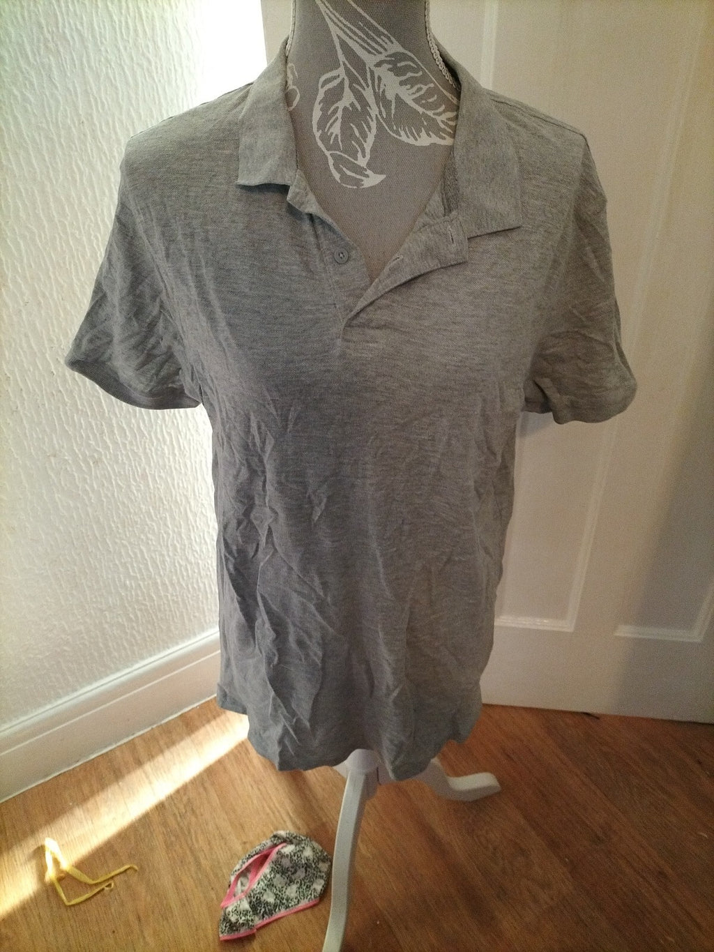 Mens Primark Size Large Grey Short Sleeved Polo