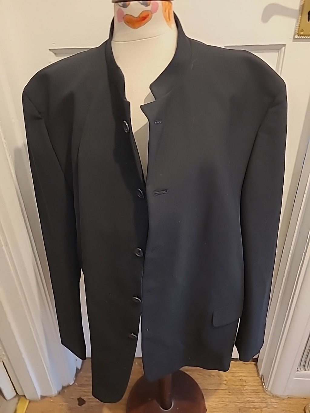 Mens A W Trench Size XL Wool Black Padded Lined Blazer