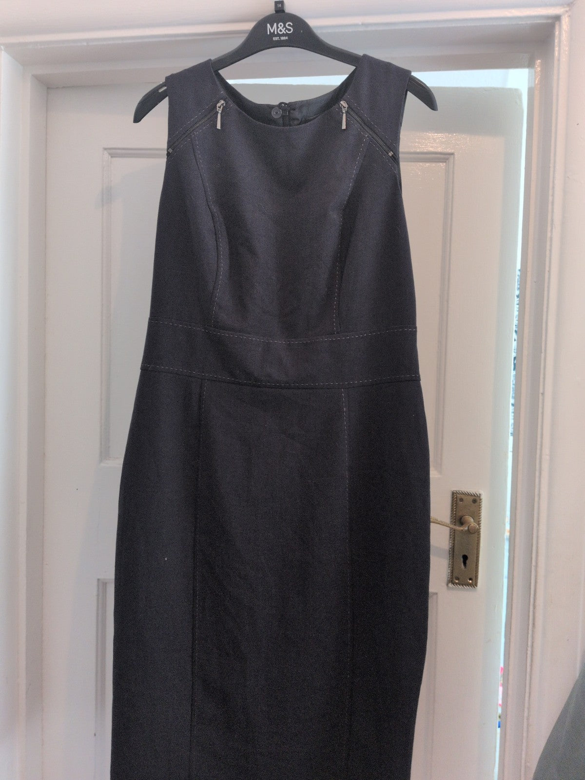 Marks and Spencer 12 Charcoal Lined Sleeveless Midi-long Dress