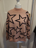 Ladies George Size 12-14 Pink And Black Star High Neck Jumper