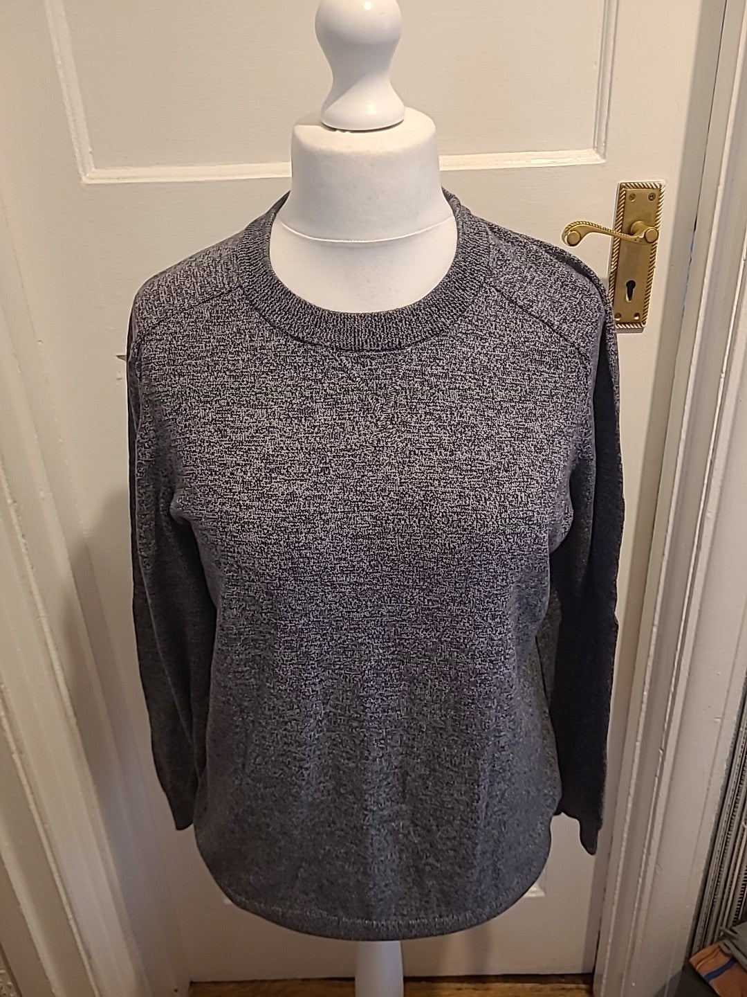 Mens Primark Large Black Grey Fleck Long Sleeve Jumper