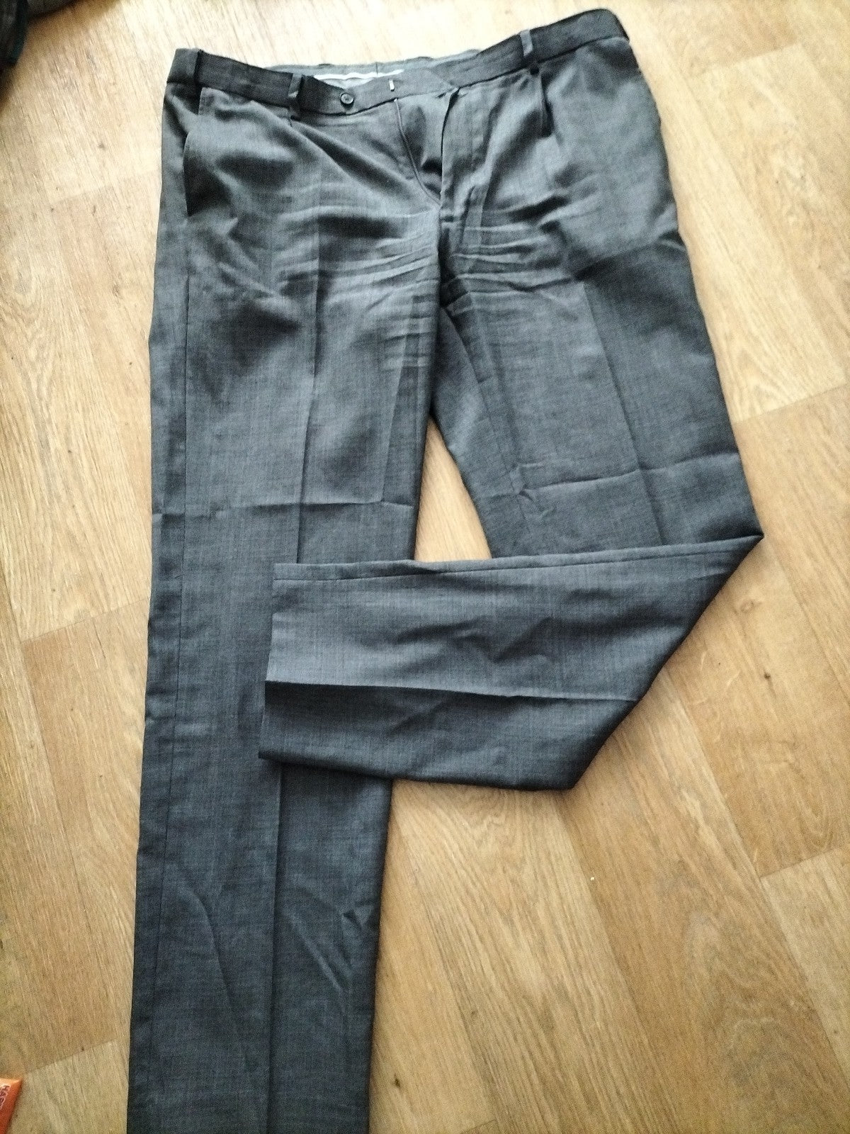 Mens M&S Collection Size 38/33 Grey Formal Smart Trousers