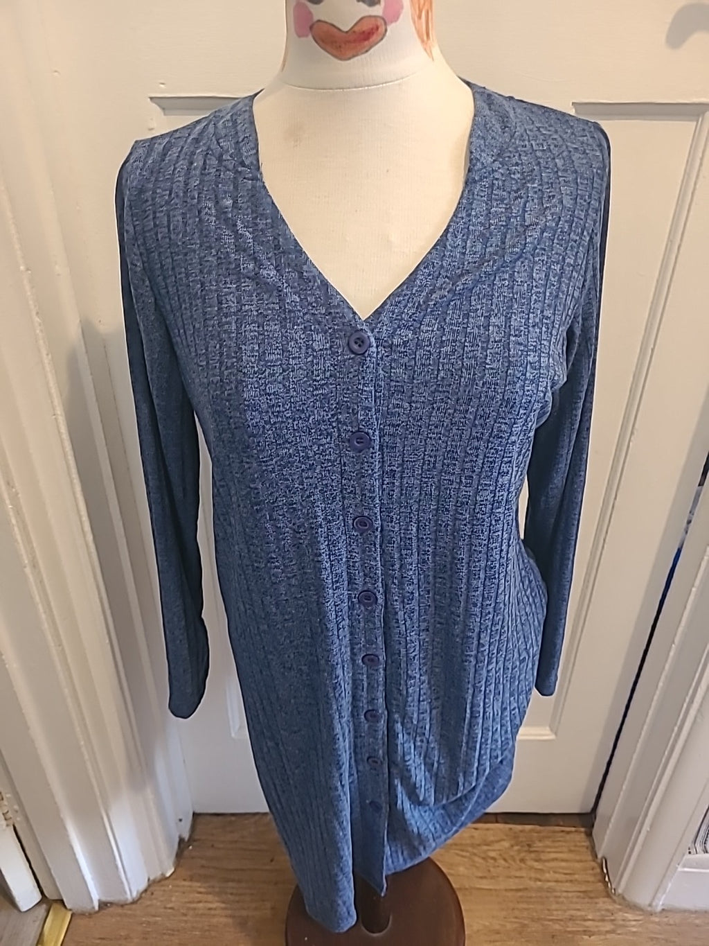 Ladies Vlazom Medium Blue Button Up Dress Long Sleet
