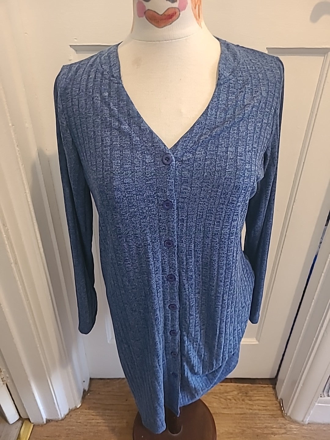 Ladies Vlazom Medium Blue Button Up Dress Long Sleet
