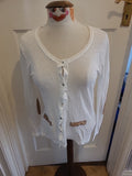 Ladies lady captain size medium white long sleeved cardigan