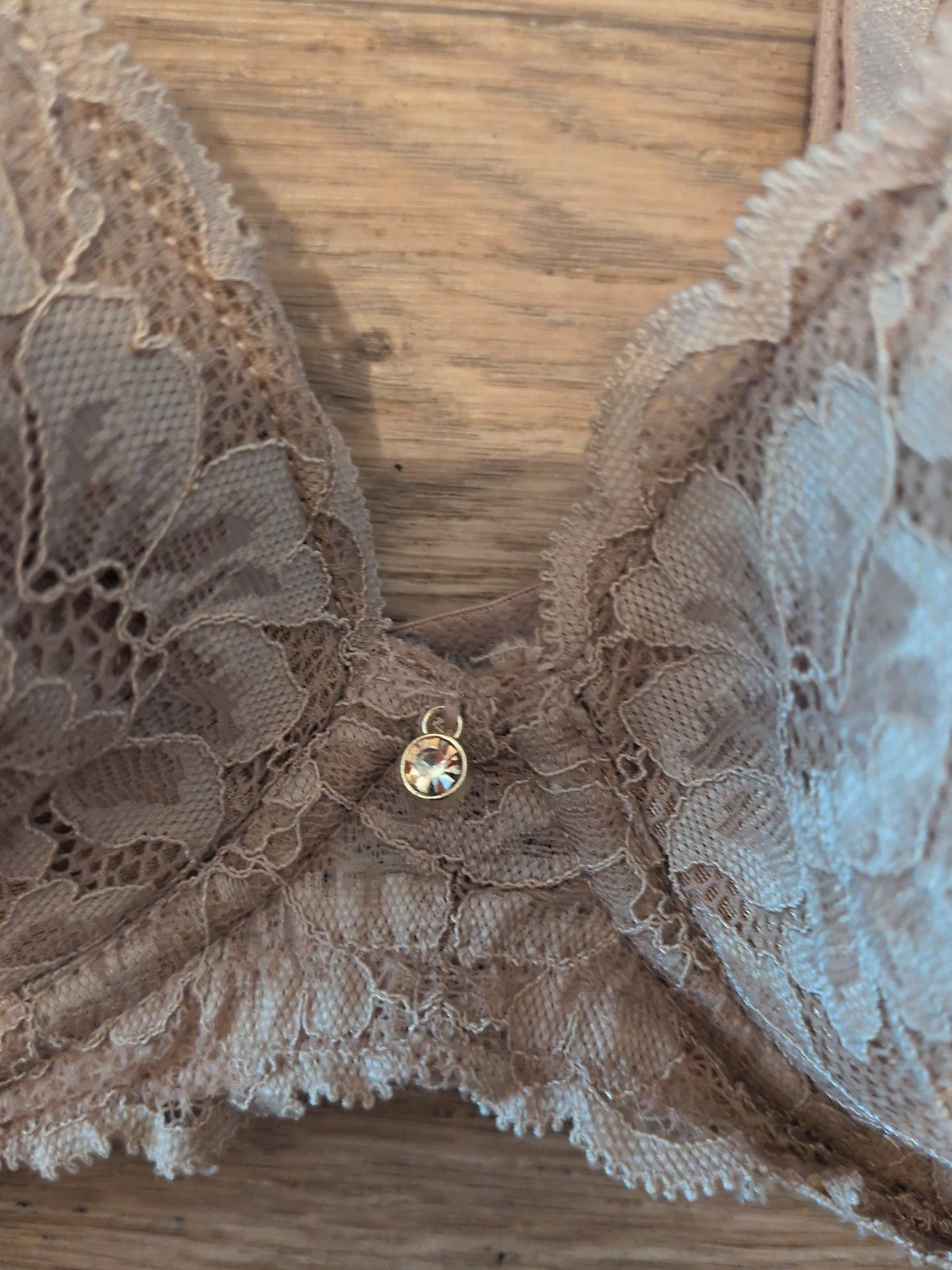 Ann Summers 34DD Brown Lace Detail Padded And Wired Bra