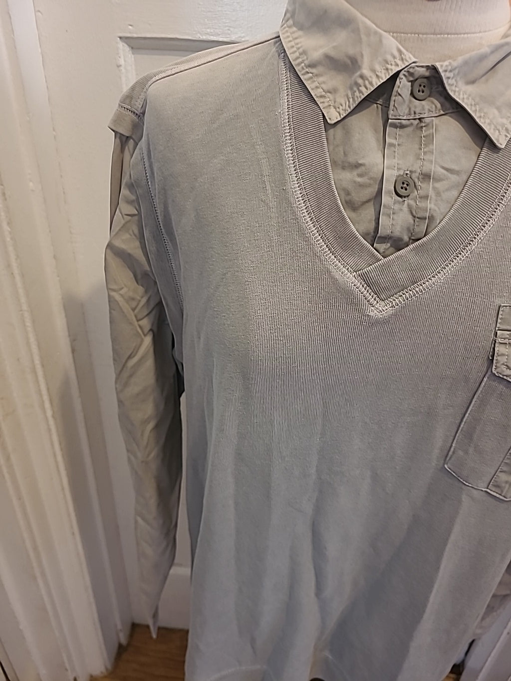 Mens Next Size Large Grey Long Sleeved Imitation Shirt