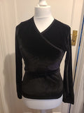 Ladies Boob Size Medium Black Velvety Long Sleeved Top