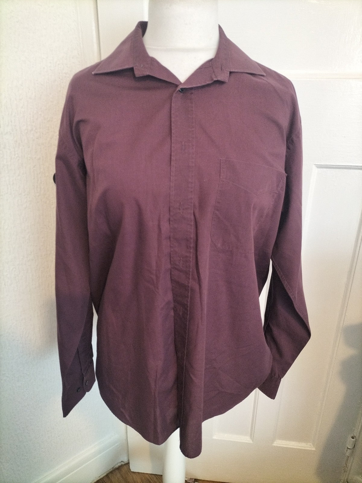 Mens BHS Size 16 Beetroot Long Sleeved Shirt