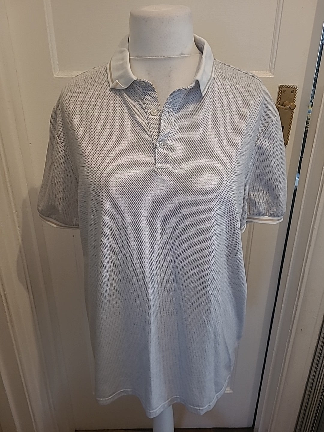 Mens George Size XL Grey Patterned Short Sleeved Polo