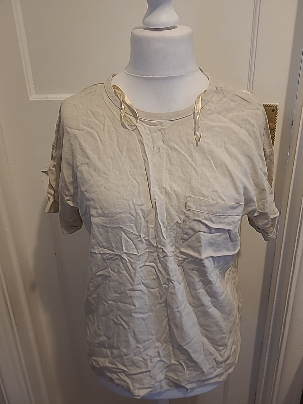 Ladies Primark Size 10 Stone Short Sleeved Blouse